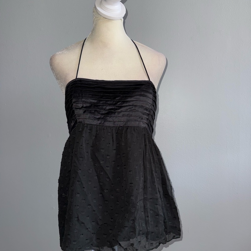 Tibi Black Halter Babydoll Top